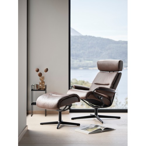 FAUTEUIL TOKYO STRESSLESS AVEC REPOSE PIEDS (cuir paloma ou cori)