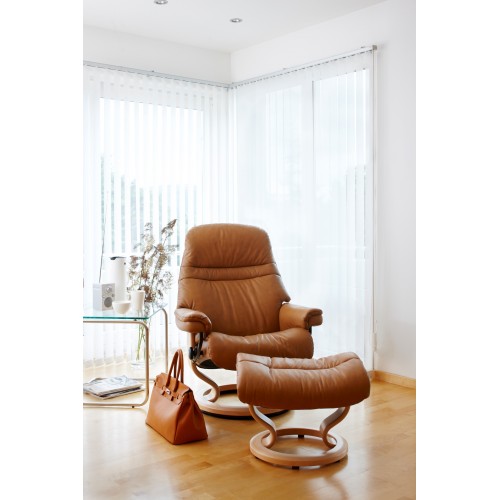 FAUTEUIL SUNRISE STRESSLESS AVEC REPOSE PIEDS CLASSIC (en cuir)